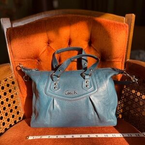 Coach Dark Teal Leather Shoulder Bag
